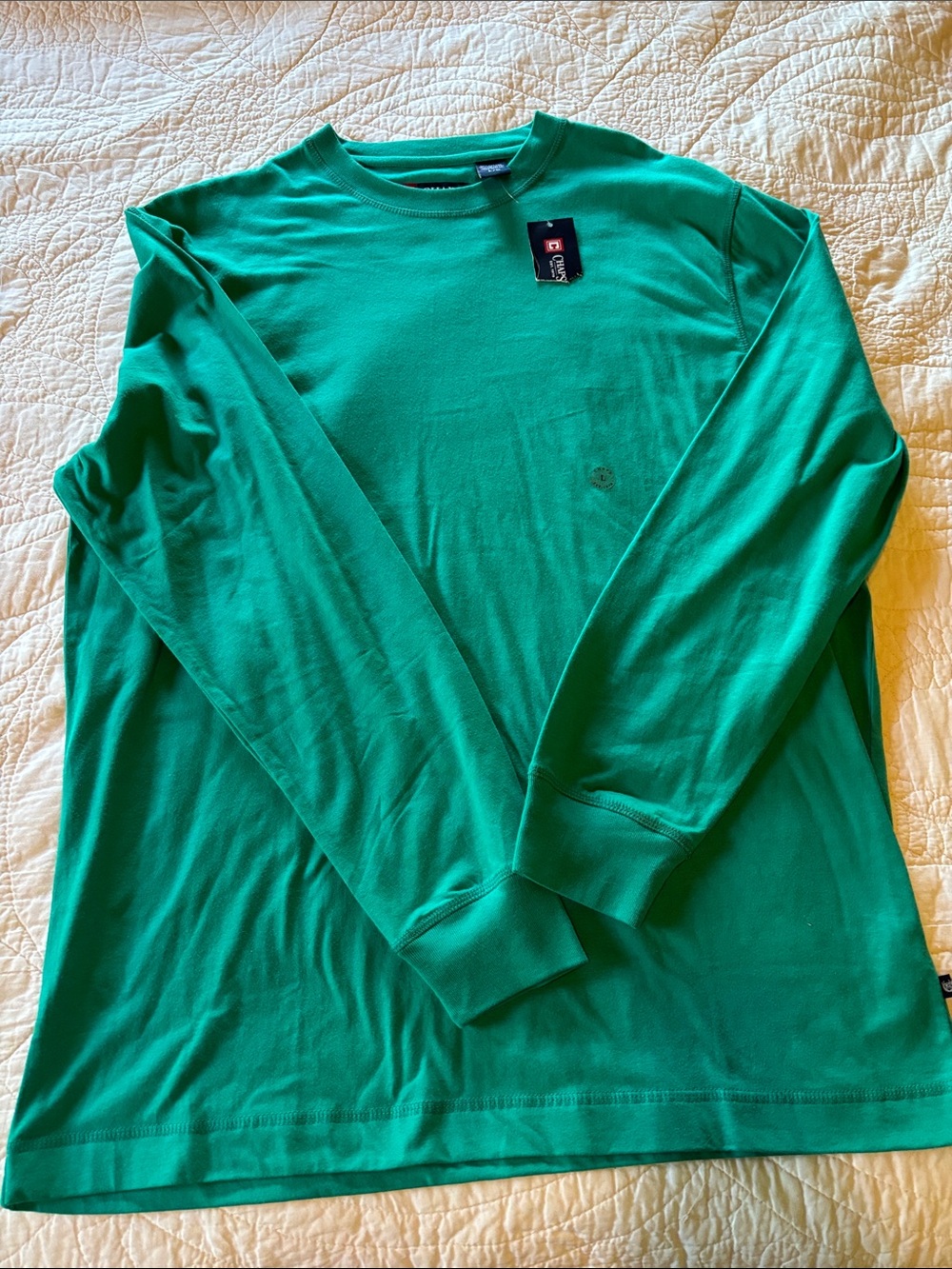 Chaps Men's Long-Sleeve Crewneck Shirt in Bright Green